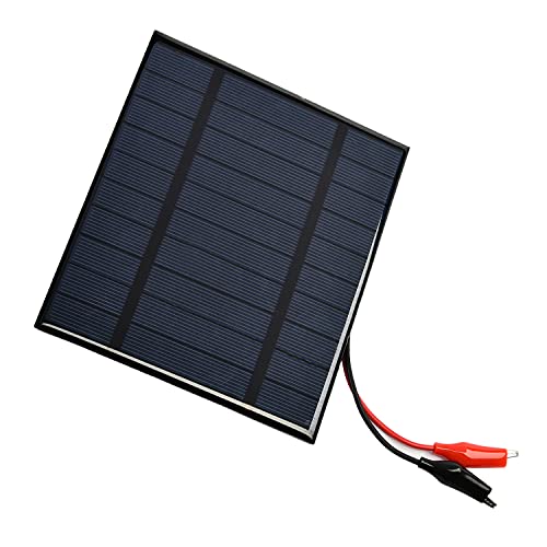 Heyiarbeit 1 Piece 5V 2.5W Mini polysilicon epoxy Resin DIY Solar Panel Module 130mm x 150mm/5.12" x 5.91" with Alligator Clip Port for Current Output