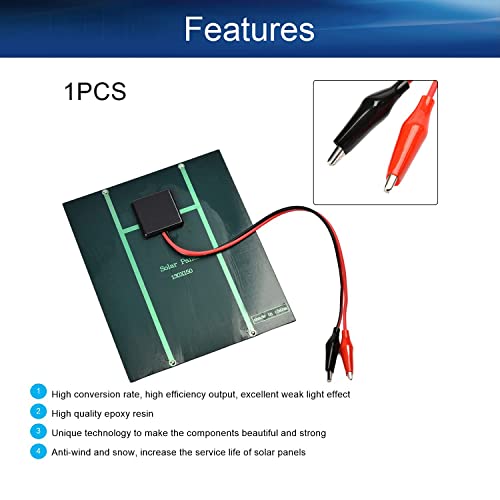 Heyiarbeit 1 Piece 5V 2.5W Mini polysilicon epoxy Resin DIY Solar Panel Module 130mm x 150mm/5.12" x 5.91" with Alligator Clip Port for Current Output