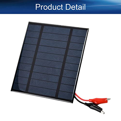 Heyiarbeit 1 Piece 5V 2.5W Mini polysilicon epoxy Resin DIY Solar Panel Module 130mm x 150mm/5.12" x 5.91" with Alligator Clip Port for Current Output