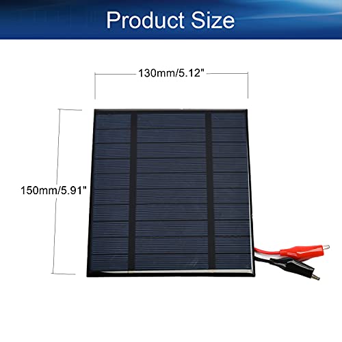 Heyiarbeit 1 Piece 5V 2.5W Mini polysilicon epoxy Resin DIY Solar Panel Module 130mm x 150mm/5.12" x 5.91" with Alligator Clip Port for Current Output