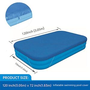 Rectangular Pool Cover, Fits 120 in x 72 in Inflatable Rectangle Swimming Pool Cover, Inflatable Pool Cover, Dustproof Square for Garden Outdoor Paddling Family Pools Protector (Only Cover)