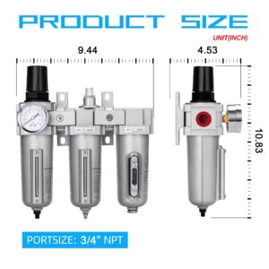 NANPU 3/4" NPT Industrial Grade 3 Stage Air Drying System - Particulate Filter, Coalescing Filter, Desiccant Dryer & Air Regulator, Metal Bowl, Auto Drain, Suitable for Paint Spray＆ Plasma Cutter