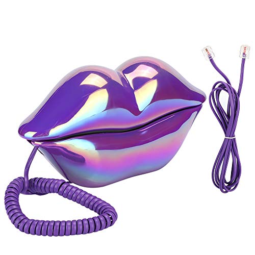 Zunate Electroplate Creative Lip Telephone, Fashionable Funny Multi-Functional Desktop Landline Phone for Home Office, Decoration Gift