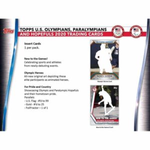 2021 Topps US Olympic and Paralympic Team & Hopefuls Hobby Box (24 Packs/8 Cards: 1 Auto, 2 Mem)