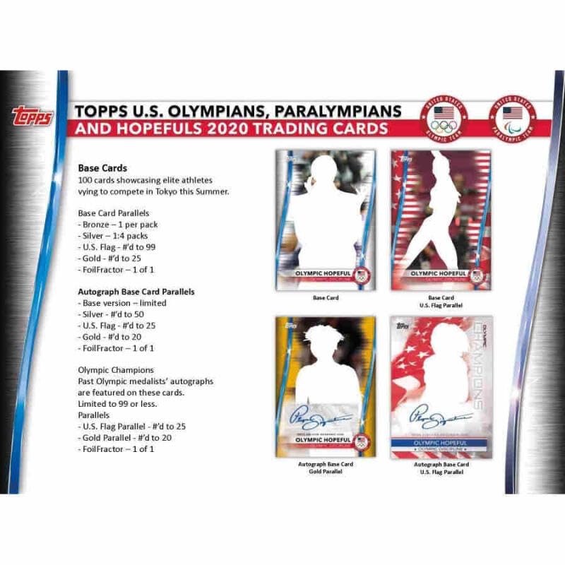 2021 Topps US Olympic and Paralympic Team & Hopefuls Hobby Box (24 Packs/8 Cards: 1 Auto, 2 Mem)