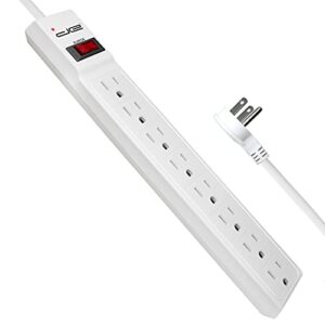 digital energy 8 outlet surge protector power strip power strip - 15 amp, 1875 w, 125 v, 350 j surge protection, etl listed - flat plug, white, 3 ft