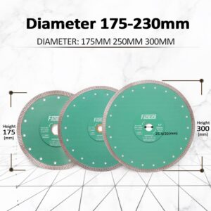 FACHLICH Diamond Porcelain Saw Blade - 10" Tile Blade 250MM Dry Wet Ceramic Cutting Discs with X Teeth Turbo Mesh Rim for Ceramic Tile Porcelain Granite Marble