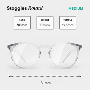 Stoggles - Official - Round - Z87.1 Certified Safety Glasses - Anti-Fog - Blue Light Blocking (Medium, Clear)