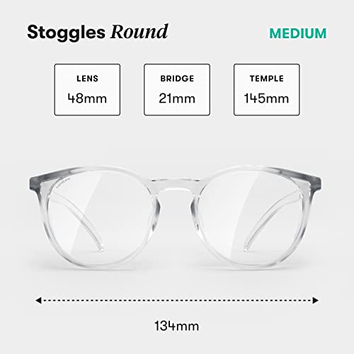 Stoggles - Official - Round - Z87.1 Certified Safety Glasses - Anti-Fog - Blue Light Blocking (Medium, Clear)