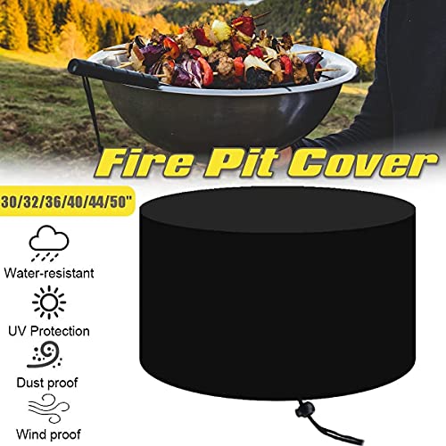 Bicherub Outdoor Fire Pit Cover 420D Heavy Duty Round Patio Fire Pit Cover Outdoor Fireplace Fire Bowl Cover - 36 inch