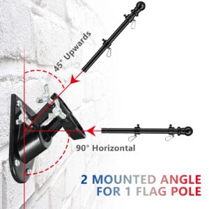 Barcetine American Flag Poles for Outside House - 5ft Tangle Free Flag Pole for House with Holder Bracket,Residential Flagpole Kit for Outdoor Porch Garage Boat Truck - Black