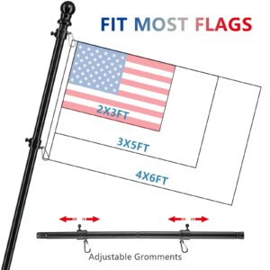 Barcetine American Flag Poles for Outside House - 5ft Tangle Free Flag Pole for House with Holder Bracket,Residential Flagpole Kit for Outdoor Porch Garage Boat Truck - Black