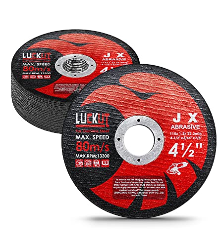 LUCKUT Cut-Off Wheels Cutting Wheel Disc 4-1/2"x3/64''x7/8'' Thin Metal Stainless Steel Cutting Cut Off Disc Blades Grinding Wheel for Angle Grinders 25-Pack