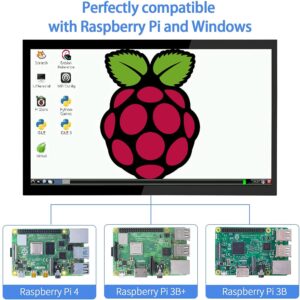 HMTECH Raspberry Pi Screen 10.1 Inch Touchscreen Monitor 1024x600 Portable HDMI Monitor 16:9 IPS Screen Display for Raspberry Pi 4/3/2/Zero/B/B+ Win11/10/8/7, Free-Driver
