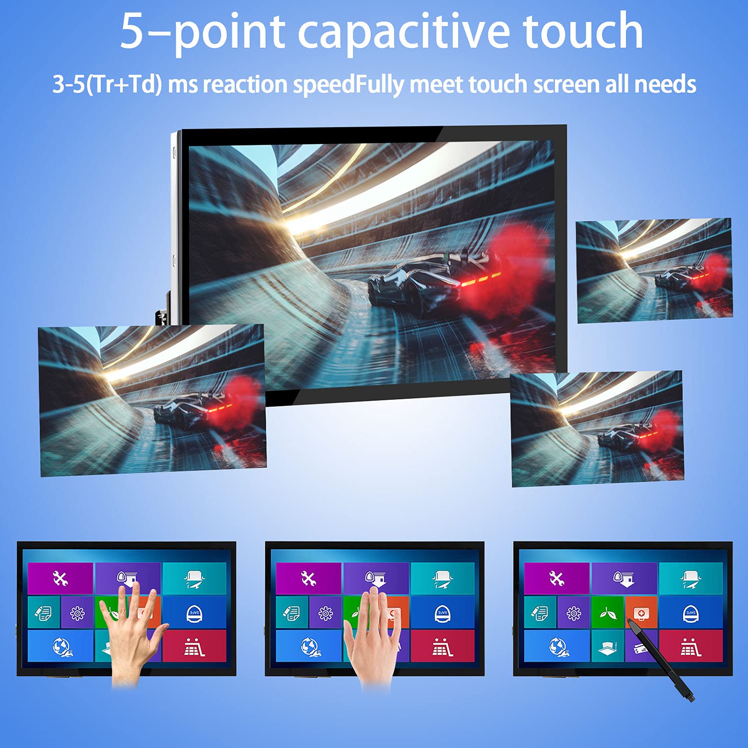 HMTECH Raspberry Pi Screen 10.1 Inch Touchscreen Monitor 1024x600 Portable HDMI Monitor 16:9 IPS Screen Display for Raspberry Pi 4/3/2/Zero/B/B+ Win11/10/8/7, Free-Driver