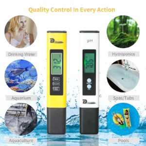 Upgraded PH TDS Meter Combo, Reliable for Drinking Water Hydroponics Aquarium Swimming Pool, High Accuracy Low Impedance PH PPM EC Temperature Digital Backlit Water Tester Kits