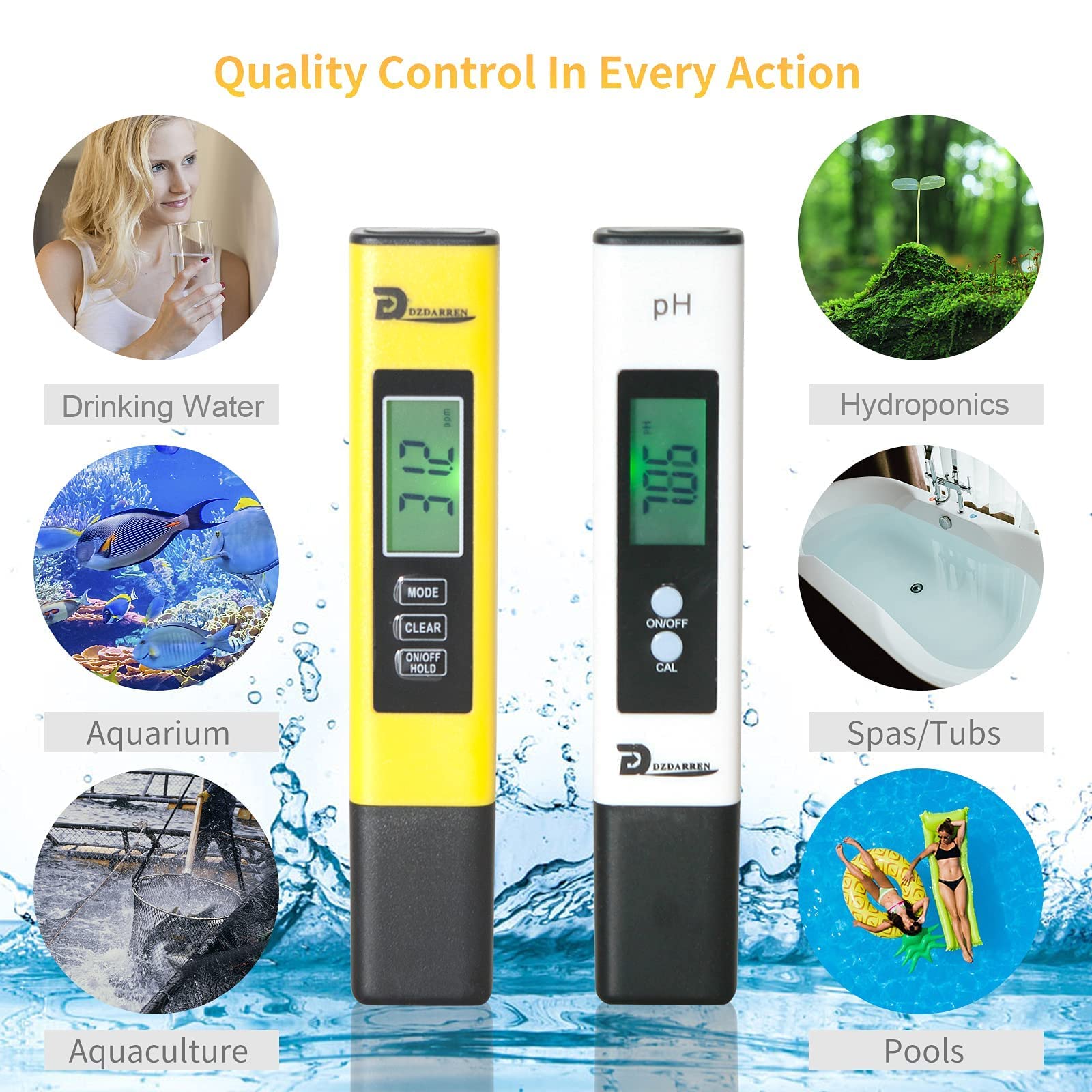 Upgraded PH TDS Meter Combo, Reliable for Drinking Water Hydroponics Aquarium Swimming Pool, High Accuracy Low Impedance PH PPM EC Temperature Digital Backlit Water Tester Kits