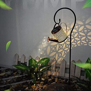 ierkeie solar garden led light, hollow watering can lights outdoor decoration, garden stake light for pathway yard lawn patio landscape decor