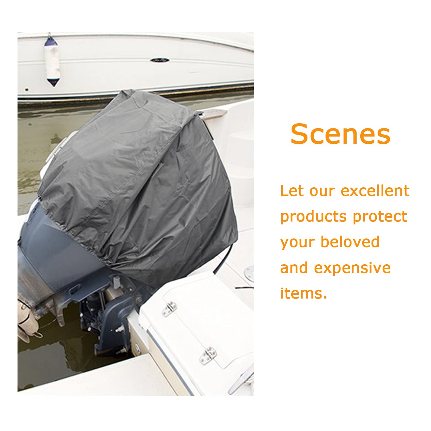 AKEfit Outboard Motor Cover, Waterproof & Sunproof Boat Motor Covers,Motor Hood Cover with Heavy Duty Oxford Fabric Extra PVC Coatin, Fits Motor Up to 150Hp