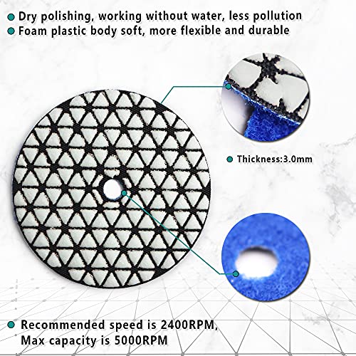 FACHLICH Dry Diamond Polishing Pads,100mm/4 Inch 8pcs Grit 200 for Granite,Marble,Quartz Stone Countertop,Sanding Grinder or Polisher Pads