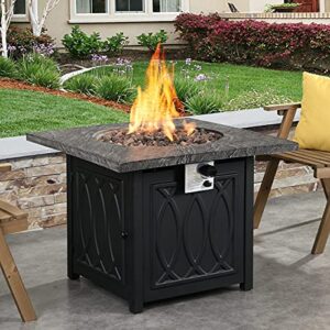 ehomexpert 50,000 btu fire pit table,32-inch outdoor garden square auto-ignition propane gas fire table with waterproof cover for patio courtyard balcony,black
