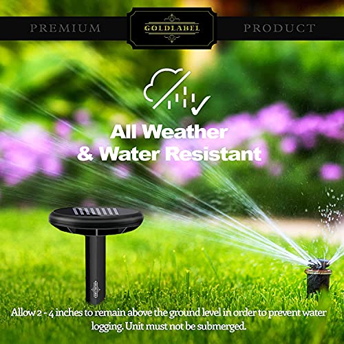 Gold Label Premium Waterproof Ultrasonic Solar Animal Repellent | Long Lasting Humane Solar Pest Control Spikes for Groundhog, Gopher, Vole, Mole, Snake, Chipmunk, Racoon, Squirrel, Mice | 10 Pack