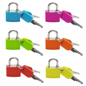 suitcase lock with keys, multicolor small padlock for backpacks, laptop bags, boxes, storage cabinets, 6 pcs