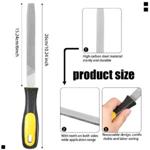 Zhehao 2 Pieces Flat File Metal Axe Sharpener File Steel Rectangular Cut Axe File 6 Inch Mill Hand File Single Cut Hardened with Handle for Metal Axe Sharpening Extended Use