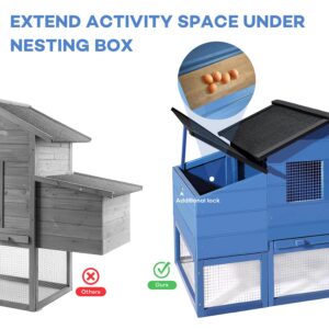 MIXXIDEA Large Chicken Coop Wooden Chicken Runs for Yard with Cover Portable Nesting Boxes Chicken Multi-Level Hen House, Poultry Cage, Chicken Swing Coop 65” Chicken Pen – Blue