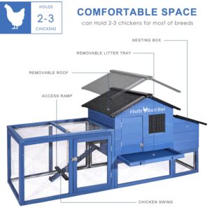 MIXXIDEA Large Chicken Coop Wooden Chicken Runs for Yard with Cover Portable Nesting Boxes Chicken Multi-Level Hen House, Poultry Cage, Chicken Swing Coop 65” Chicken Pen – Blue