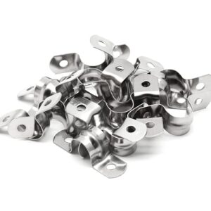 Bonsicoky 30Pcs M12 Rigid Pipe Strap, 1/2" Stainless Steel 2 Holes Cable U Bracket Pipe Clamp for Fixing Pipe or Cable, 0.47" Width