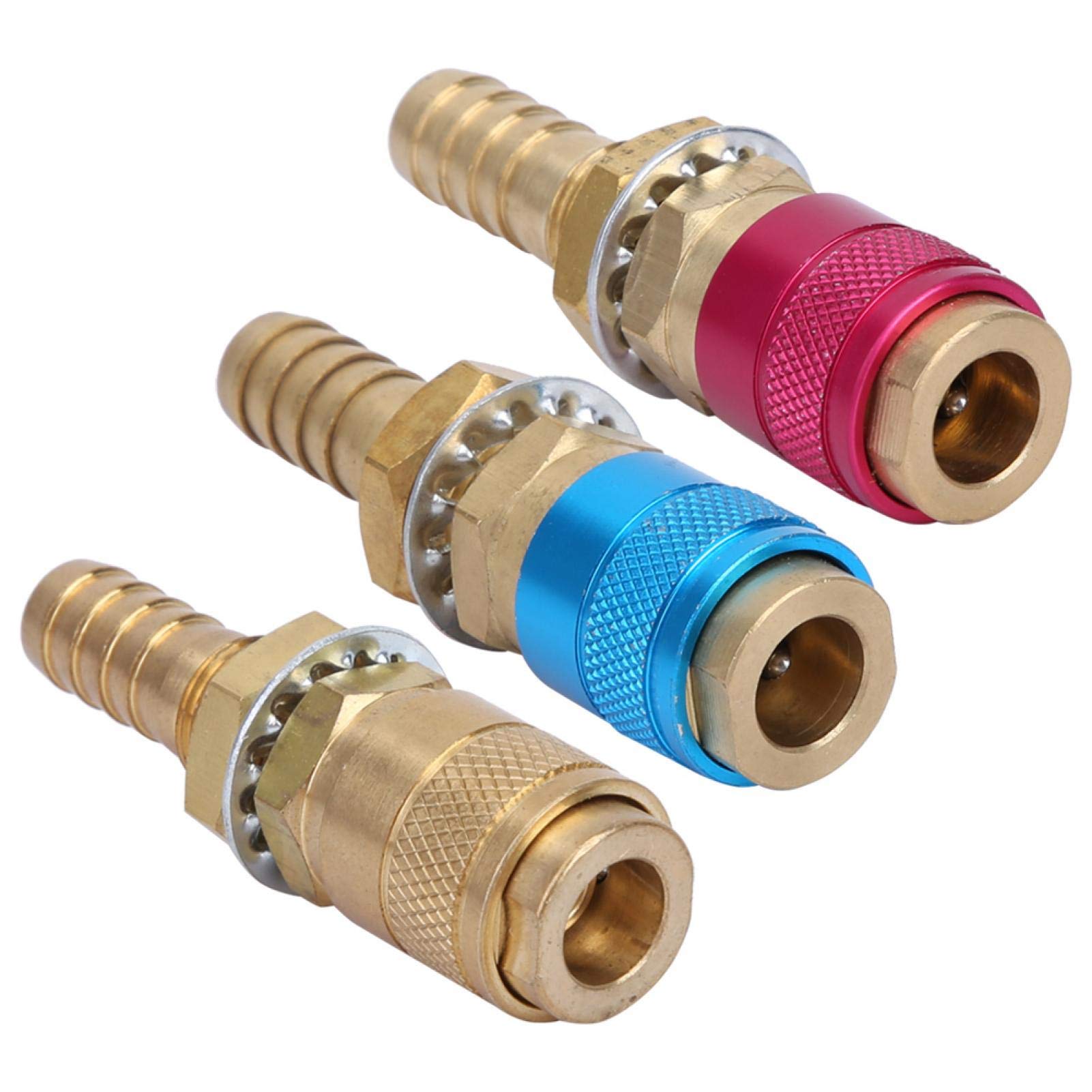 3pcs M10 Red Yellow Blue Water Cooled Gas Adapter Quick Connector Fitting Tig Cooler Welding Quick Connectors for Tig Welding Torch