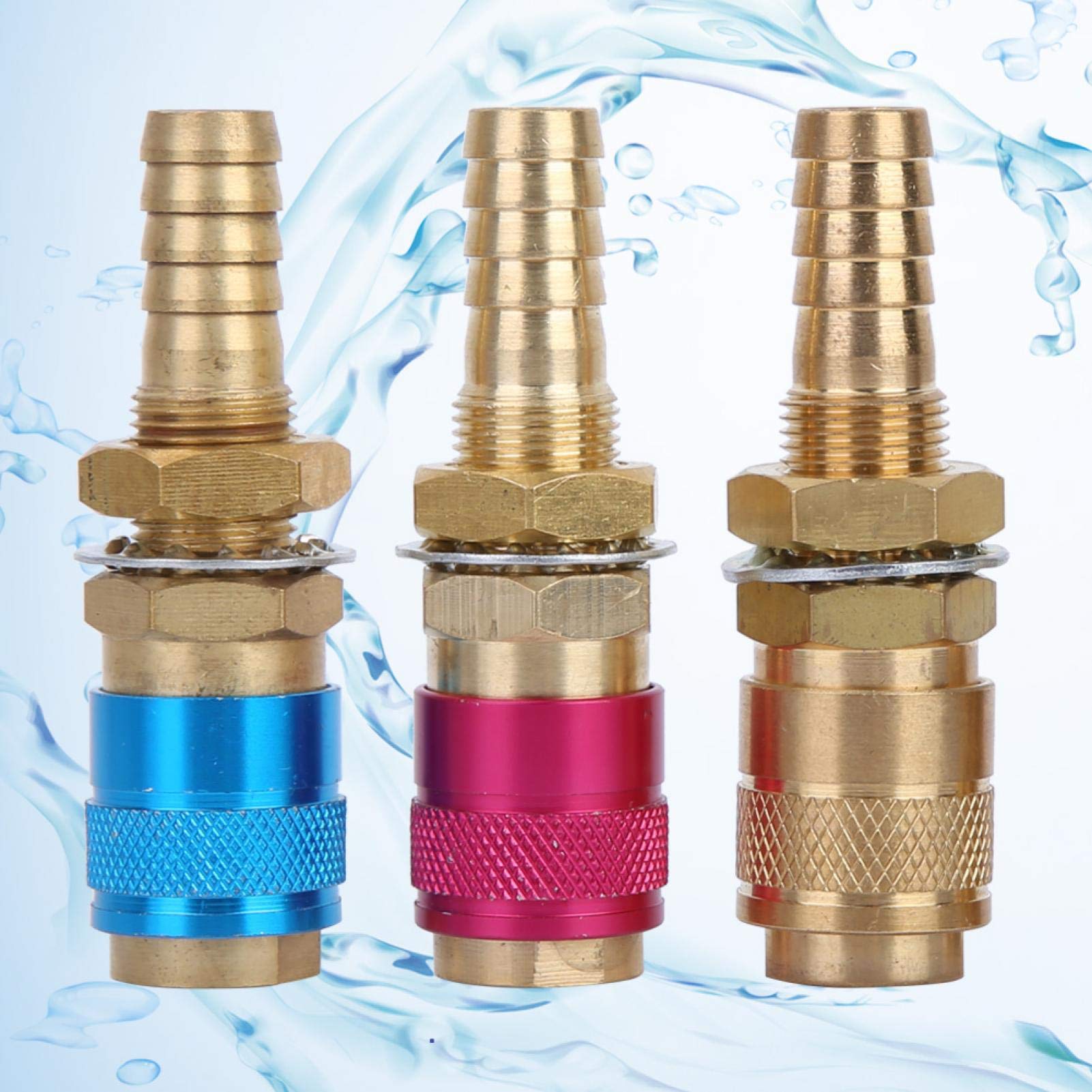 3pcs M10 Red Yellow Blue Water Cooled Gas Adapter Quick Connector Fitting Tig Cooler Welding Quick Connectors for Tig Welding Torch