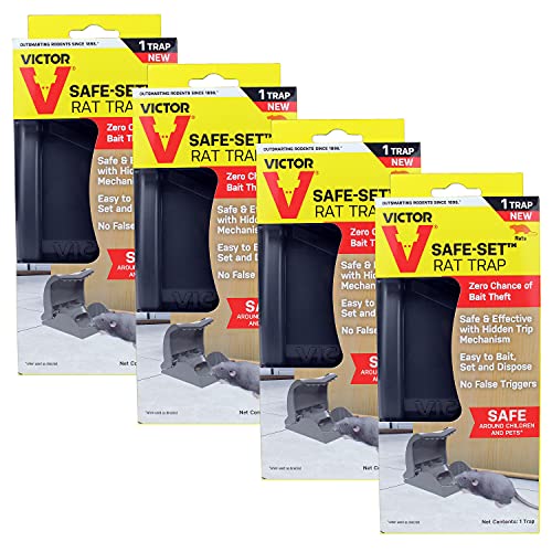 Victor M147 Safe-Set Rat 4 Pack, 4 Traps, Black