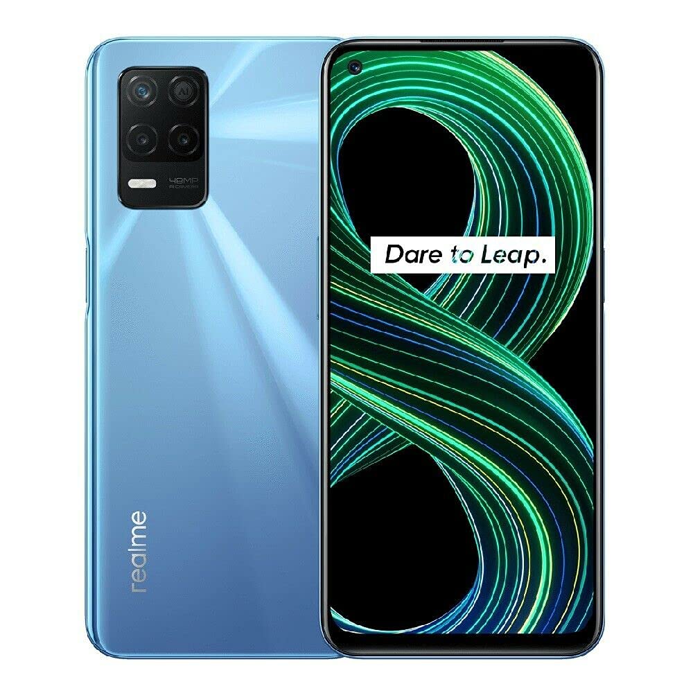 Realme 8 5G + 4G Volte GSM Unlocked Global USA Latin Europe Octa Core 48MP Triple Camera (NOT Verizon/Boost/CDMA) (Blue Supersonic, 128+8GB)