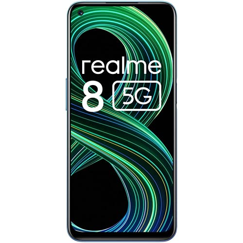 Realme 8 5G + 4G Volte GSM Unlocked Global USA Latin Europe Octa Core 48MP Triple Camera (NOT Verizon/Boost/CDMA) (Blue Supersonic, 128+8GB)