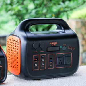 296wh portable power station fuente luz solar generator backup lithium battery power supply (solar panel not included)110v pure sine wave ac outlet for outdoor camping travel emergency (300, orange)