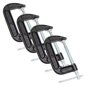 4 pack small heavy duty c clamps set with 4 inch jaw opening for woodworking, welding, automotive, carpentry building