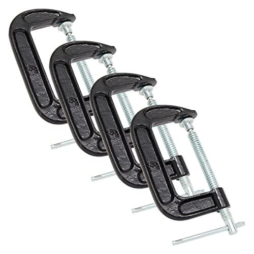 4 Pack Small Heavy Duty C Clamps Set with 4 Inch Jaw Opening for Woodworking, Welding, Automotive, Carpentry Building