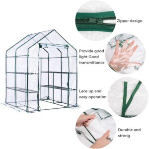 DECOHS Walk-in Greenhouse Replacement Cover with Roll-Up Zipper Door -56x56x76 inch PVC Greenhouse Cover for Outdoor Plant Gardening Plants Cold Frost Protection Wind Rain Proof(Frame Not Include)