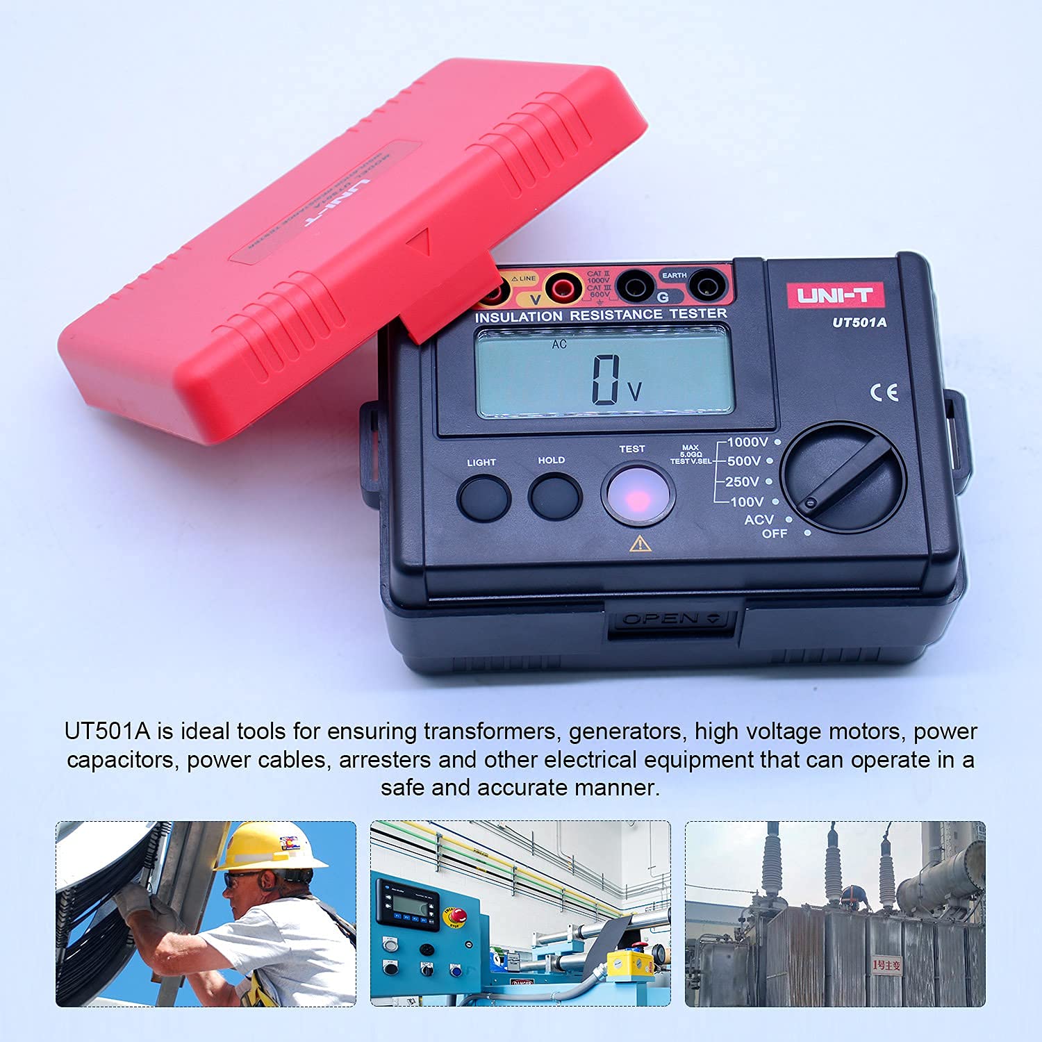 UNI-T 1000V Insulation Resistance Tester Megohmmeter Ground Resistance Tester Meter with LCD Display, Backlight (UT501A)