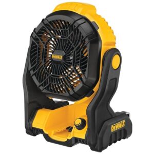 dewalt 20v max jobsite fan, cordless, portable, bare tool only (dce512b), 12x8x14 inches, yellow/black