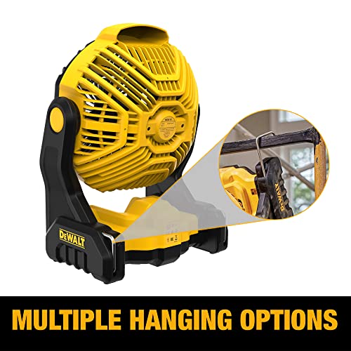 DEWALT 20V MAX Jobsite Fan, Cordless, Portable, Bare Tool Only (DCE512B), 12x8x14 inches, Yellow/Black