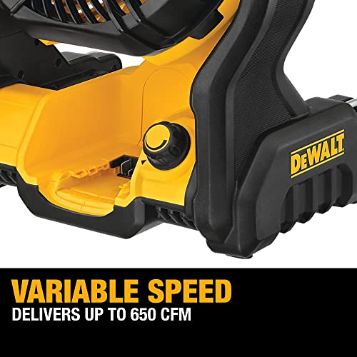 DEWALT 20V MAX Jobsite Fan, Cordless, Portable, Bare Tool Only (DCE512B), 12x8x14 inches, Yellow/Black