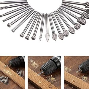 20Pcs Rotary Burr Set with 1/8 Inch(3mm) Shank, HSS Routing Router for DIY Woodworking, Engraving, Carving, Drilling