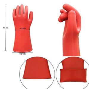 gotosee 12KV Electrical Insulated Lineman Rubber Gloves Electrician High Voltage Hand Shape Waterproof Safety Protective Work Gloves Insulating for Man Woman