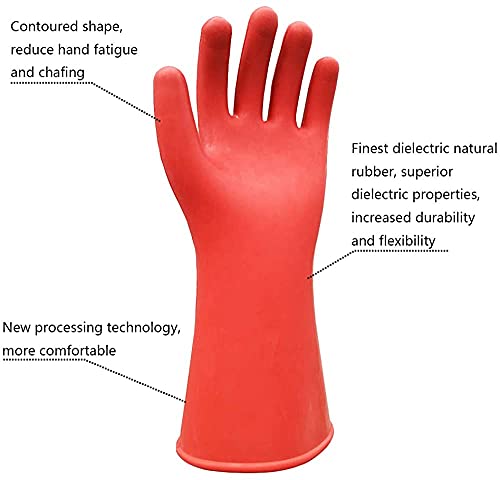 gotosee 12KV Electrical Insulated Lineman Rubber Gloves Electrician High Voltage Hand Shape Waterproof Safety Protective Work Gloves Insulating for Man Woman