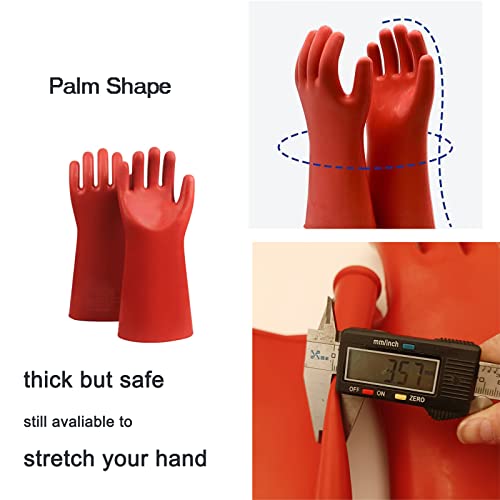 gotosee 12KV Electrical Insulated Lineman Rubber Gloves Electrician High Voltage Hand Shape Waterproof Safety Protective Work Gloves Insulating for Man Woman