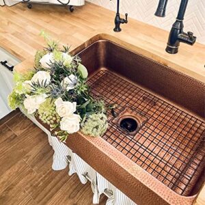 Sinkology K614-B66 Lange Farmhouse/Apron-Front 32 in. Single Bowl Grid, Strainer Drain, and Care Kitchen Sink Kit, 32 inch, Antique Copper