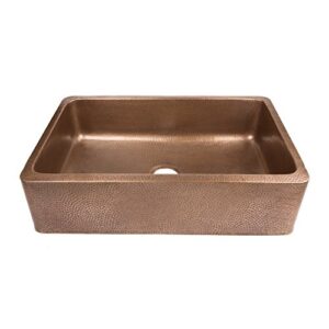Sinkology K614-B66 Lange Farmhouse/Apron-Front 32 in. Single Bowl Grid, Strainer Drain, and Care Kitchen Sink Kit, 32 inch, Antique Copper